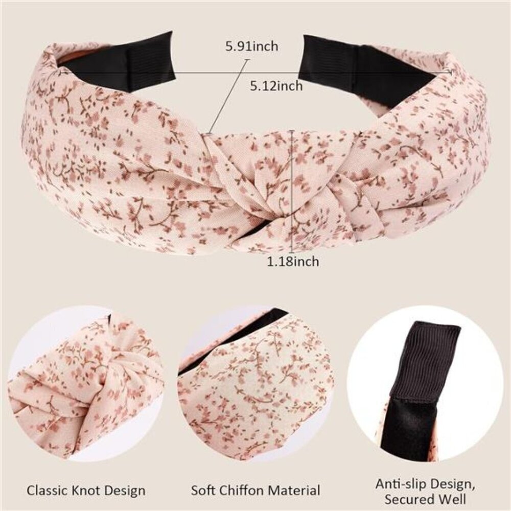 4Pcs Floral Knotted Headbands for Women Fashion, Top Knot Fabric Headbands - Picture 5 of 7